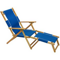 US Made Deluxe Folding Solid Oak Hardwood Frame Beach Lounger